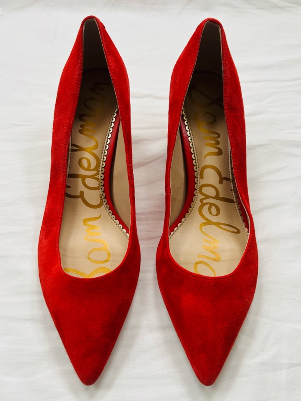 Sam Edelman Dori Red Suede Kitten Heels